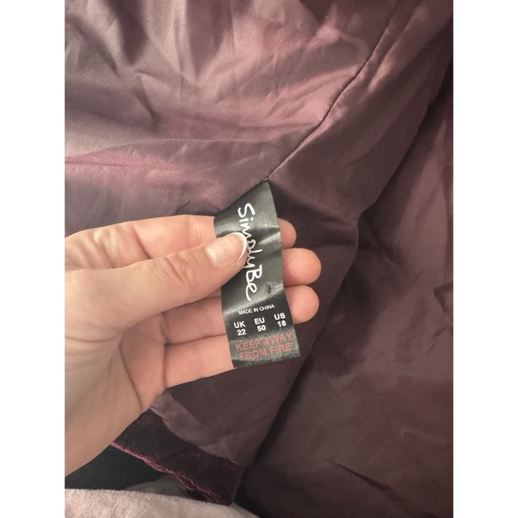 Simply Be Velvet Purple Puffer Jacket Plus 18 Whimsigoth Winter Glam Soft Bomber - Picture 8 of 10